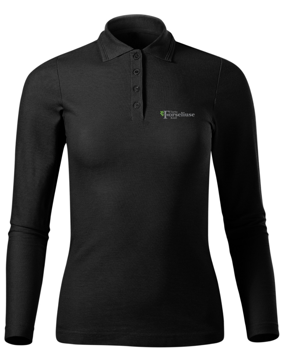 Naiste pikkade varrukatega polosärk, must