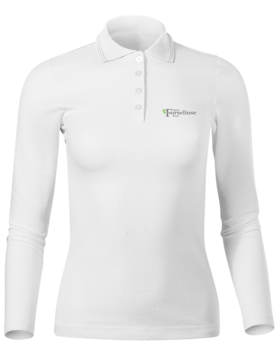 Naiste pikkade varrukatega polosärk, valge